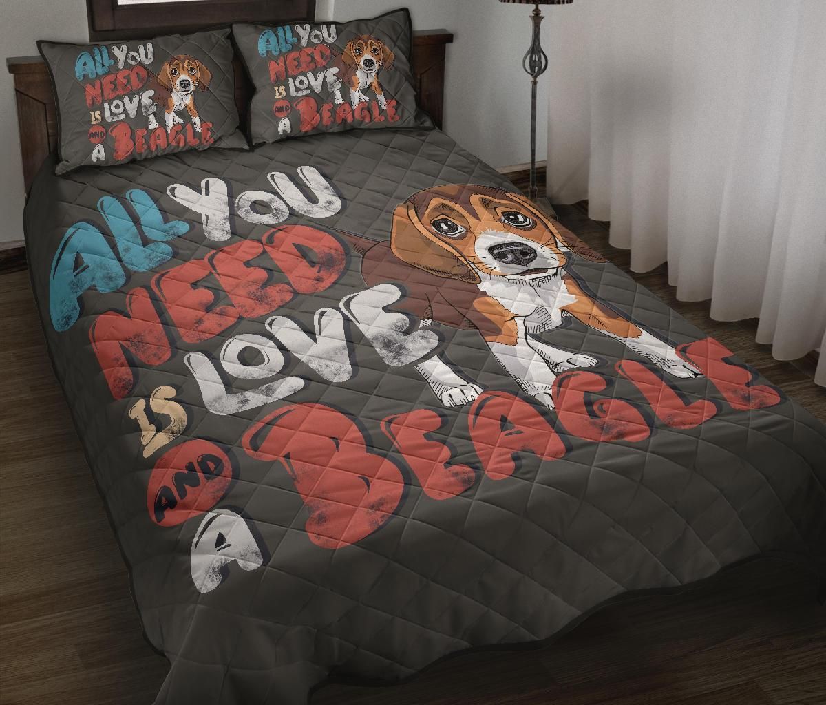 Beagle Quilt Bed Set - Bs082Pa
