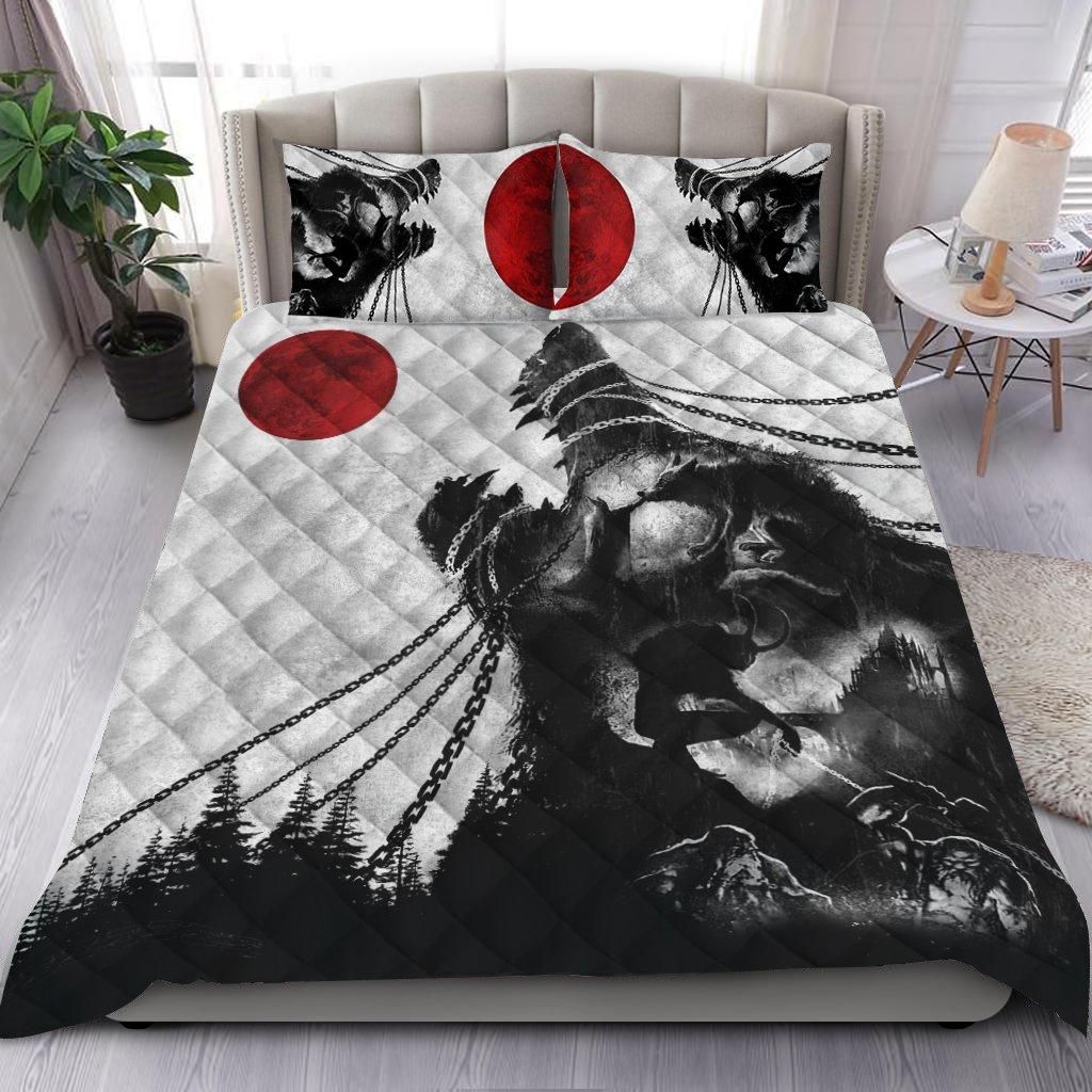 Wolf Wild vs Red Moon Quilt Bedding Set by SUN AM300503-SU