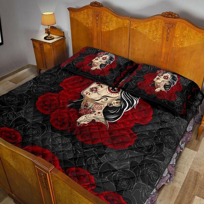 Quilt bedding set love rose and skull PL