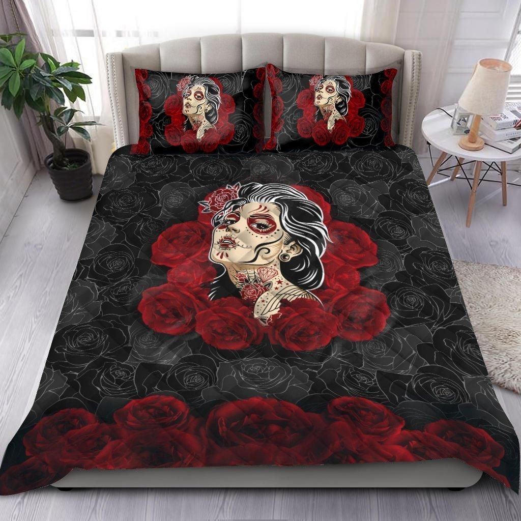 Quilt bedding set love rose and skull PL