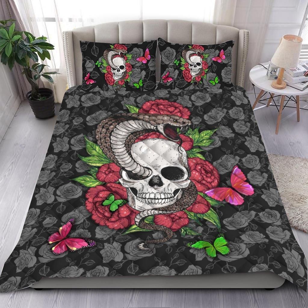 Quilt bedding set Snake love skull QB