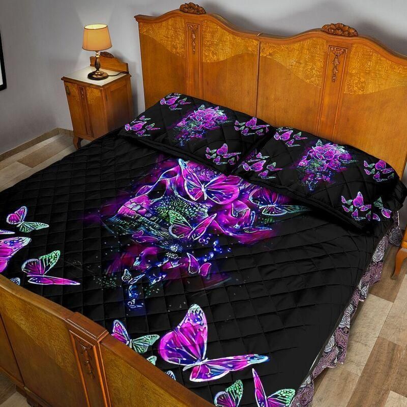 Quilt bedding set butterfly love skull QB