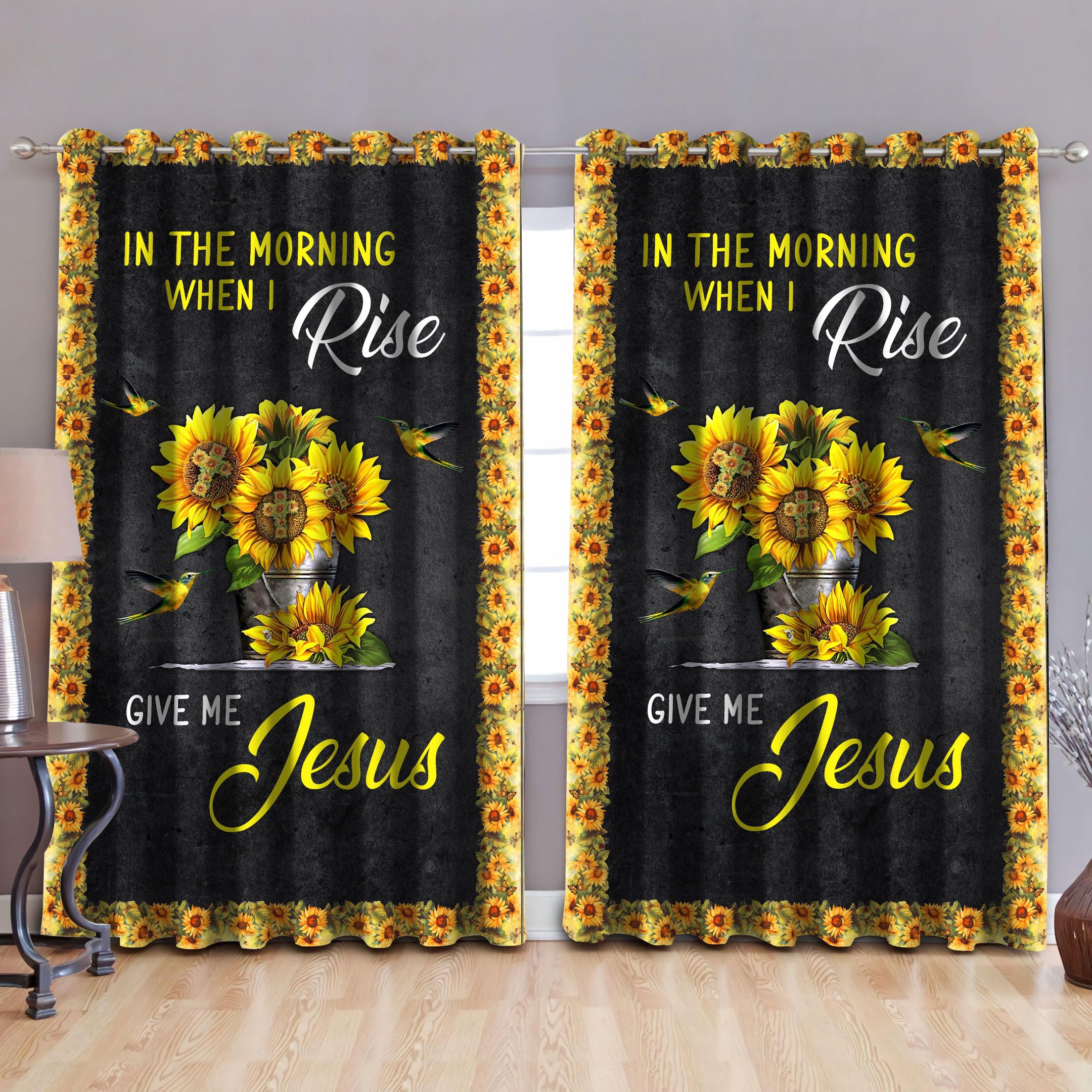 In The Morning When I Rise Give Me Jesus - Jesus Blackout Thermal Grommet Window Curtains TA