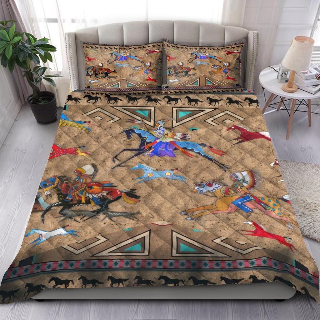 Native American Horses Pattern Quilt Bedding Set MP226S1