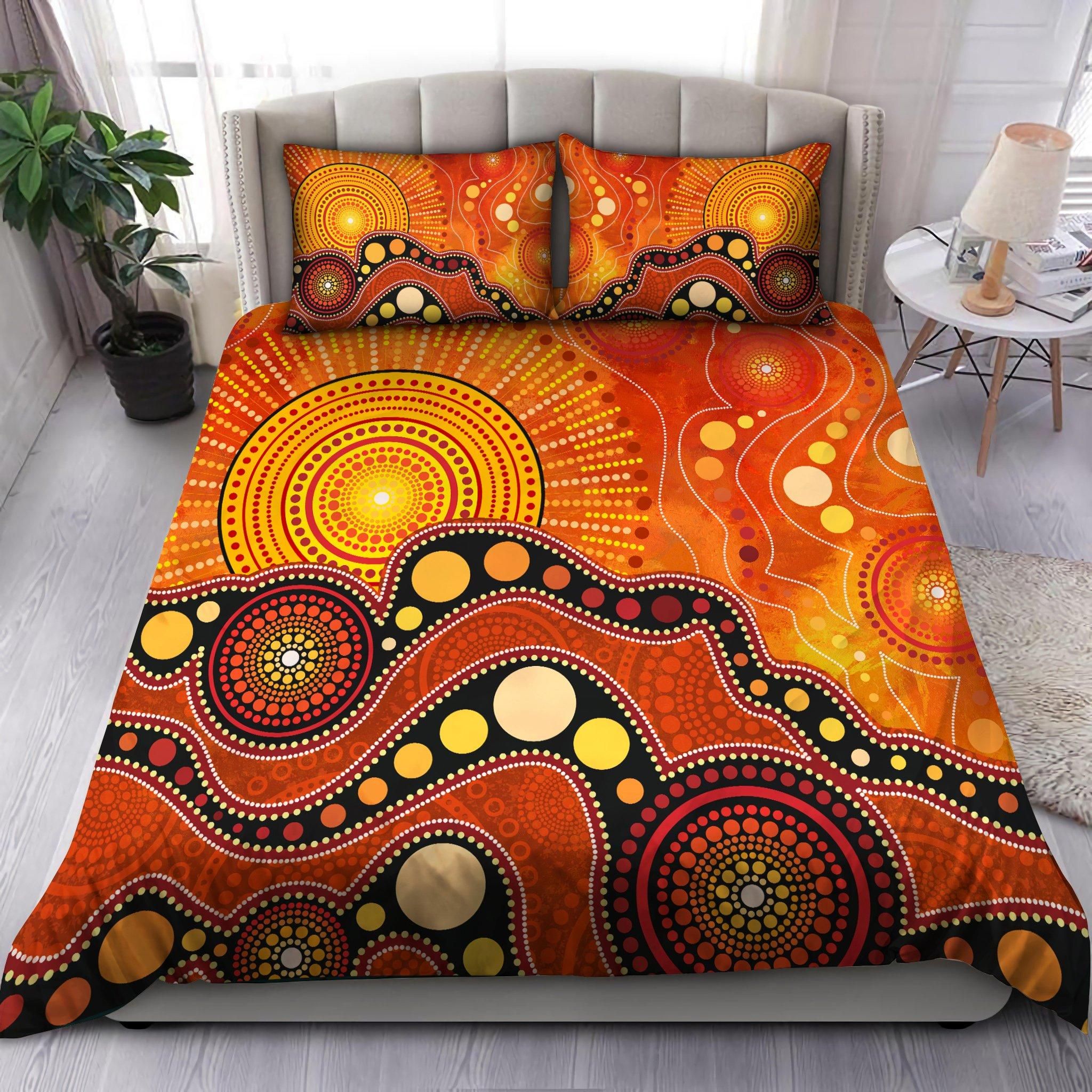Aboriginal Australia Indigenous Flag Circle Dot Painting Art Bedding Set TR2906201-HC