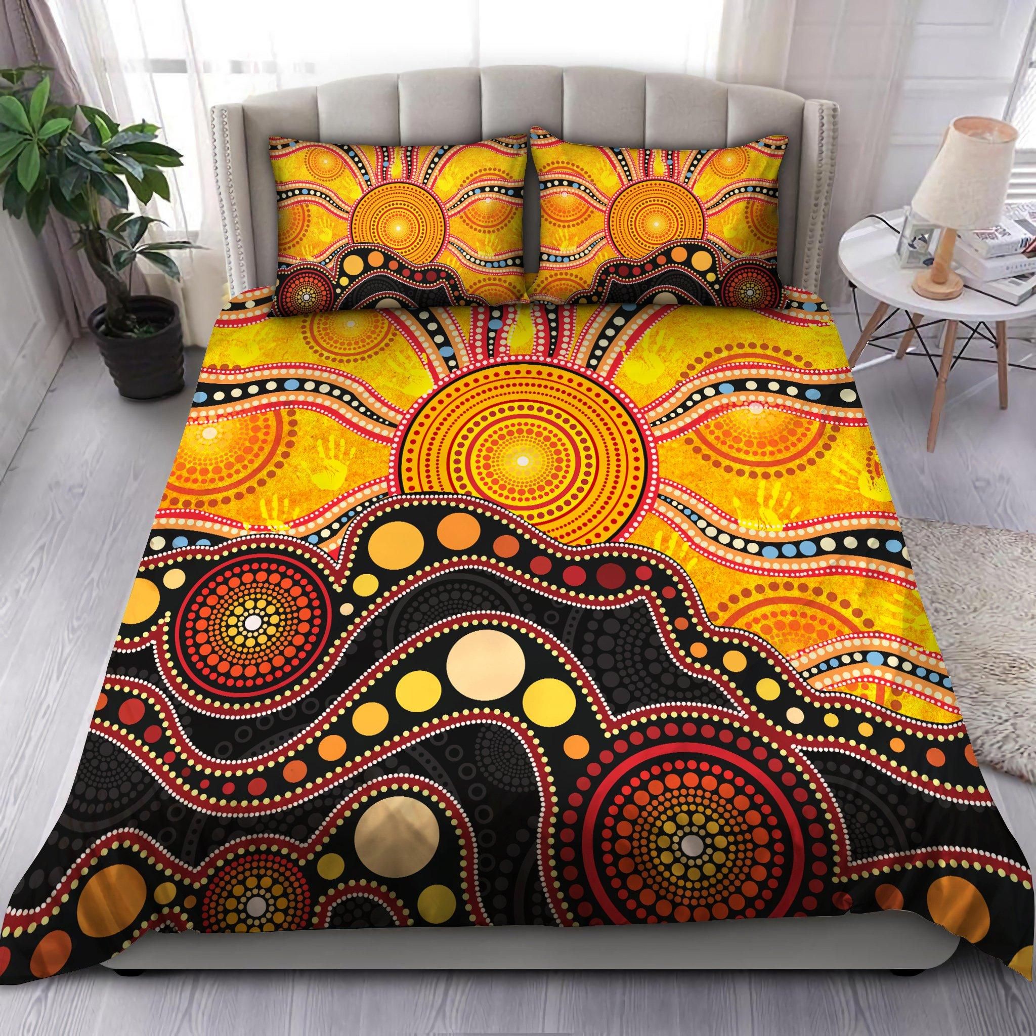Aboriginal Australia Indigenous Flag Circle Dot Painting Art Bedding Set TR2906202-HC