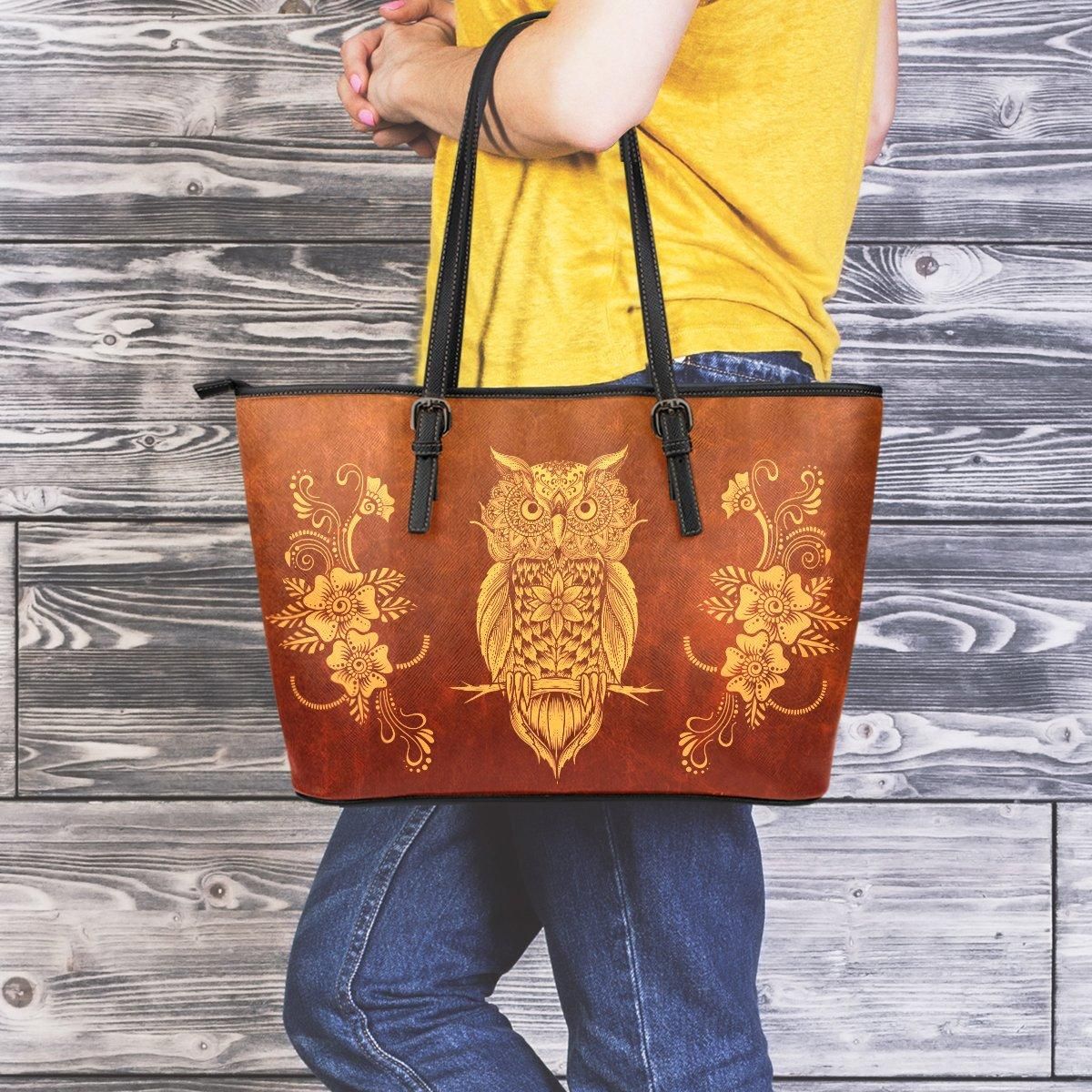 OWL LARGE LEATHER TOTE BAG