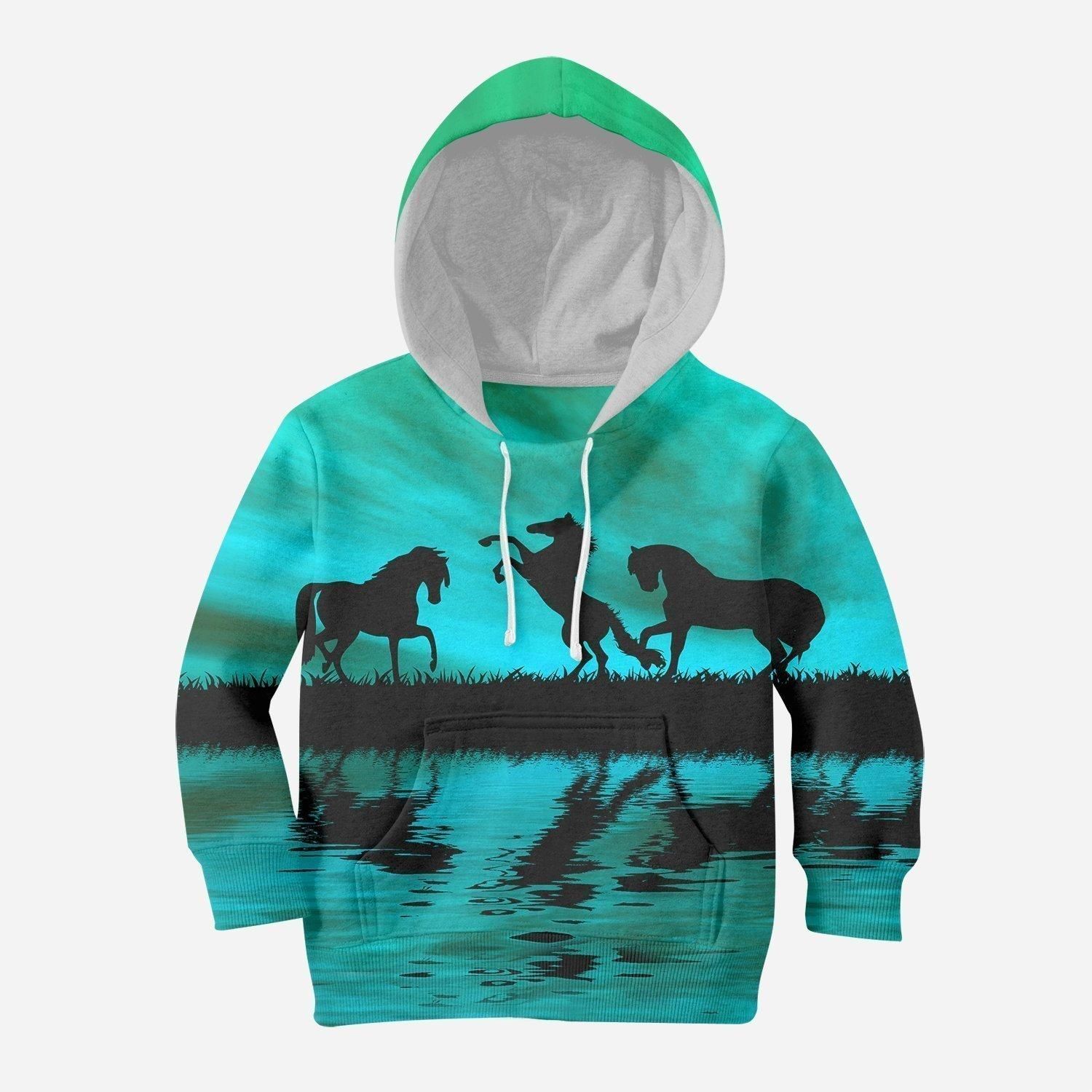 3D All Over Print Kid's Animals Horse Hoodie