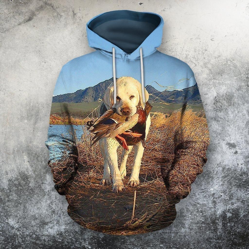 3D All Over Print Hunting Dog Zip Hoodie