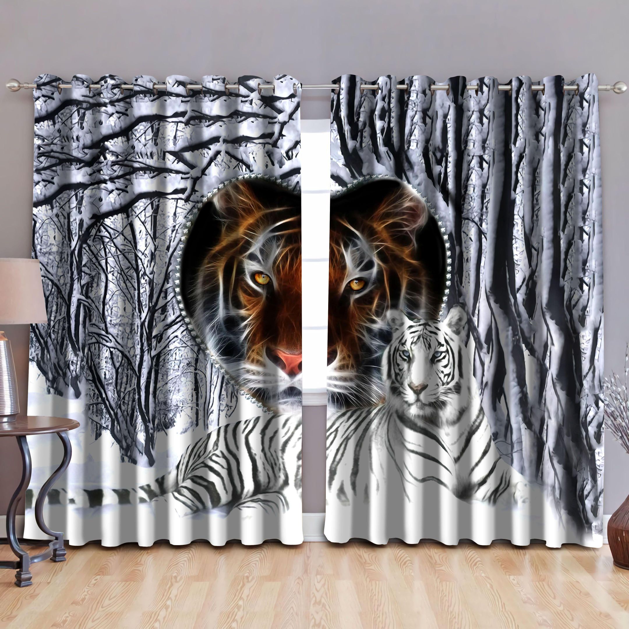 White Tiger Power Window Curtains by SUN SU200602S-SU