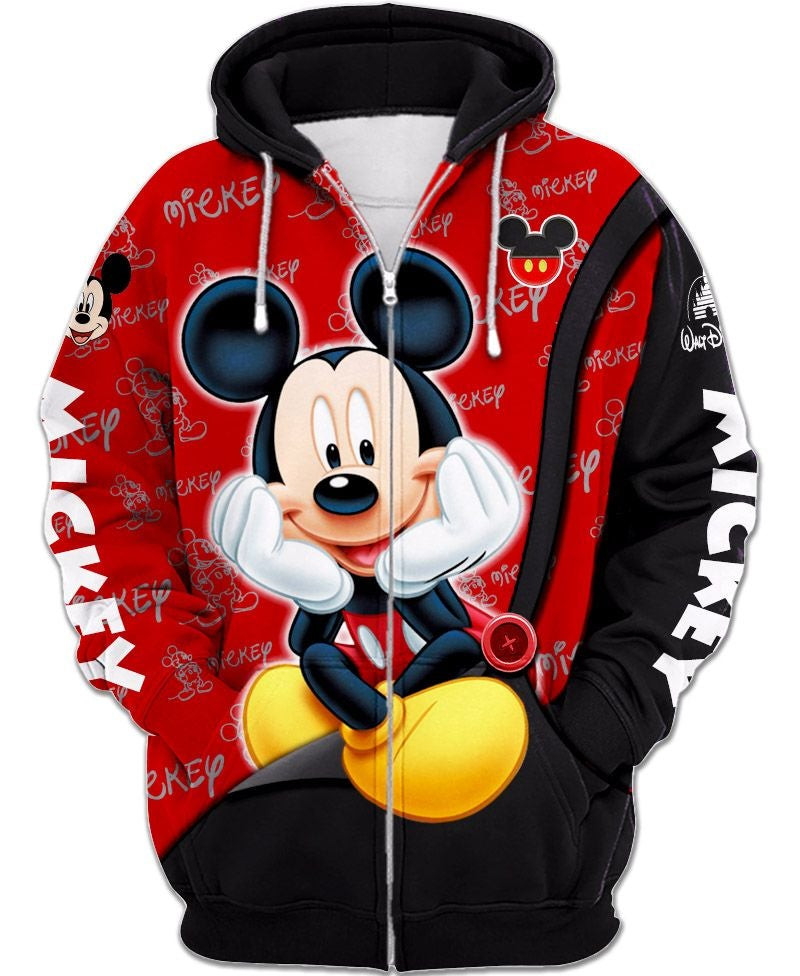 Red and Black Mickey Mouse Zip-up Hoodie  XT