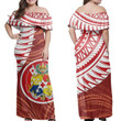 Alohawaii Dress - Sila Tonga Polynesian Wing Red Off Shoulder Long Dress 36