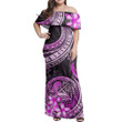 Alohawaii Dress - American Samoa Siapo Coat Of Arms Pink Off Shoulder Long Dress