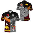 (Custom Personalised) Papua New Guinea Polynesian And Fiji Tapa Together Polo Shirt - Black, Custom Text And Number