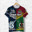 (Custom Personalised) Vanuatu And New Zealand T Shirt Together - Blue