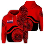 Alohawaii Hoodie - Hawaii Coat Of Arms Hoodie  - Waveshape Style - Red - AH - JC