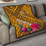 Alohawaii Home Set - Premium Quilt Hawaii - Kanaka Maoli With Hibiscus On Polynesian Patterns (YELLOW) | Alohawaii.co