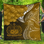 Alohawaii Home Set - Premium Quilt Samoa Custom Personalised - Samoa Seal Wave Style (Gold)  | Alohawaii.co