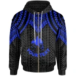 Alohawaii Clothing, Zip Hoodie Papua New Guinea Custom Personalised, Polynesian Armor Style Blue | Alohawaii.co