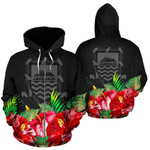 Alohawaii Clothing, Zip Hoodie Tuvalu Polynesian Black Hibiscus | Alohawaii.co