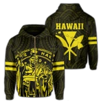 Alohawaii Clothing, Zip Hoodie Polynesian King Kanaka Map Seal Of Hawaii, Yellow | Alohawaii.co