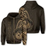 Alohawaii Clothing, Zip Hoodie Hawaii Polynesian Gold, Emboss Style | Alohawaii.co