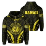 Alohawaii Clothing, Zip Hoodie Polynesian Kakau Seal Of Hawaii, Sport Style Version 2.0, Yellow | Alohawaii.co