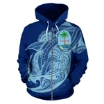 Alohawaii Clothing, Zip Hoodie Guam, Polynesian Shark Pattern Blue Color | Alohawaii.co