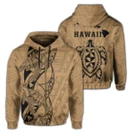Alohawaii Clothing, Zip Hoodie Polynesian Kakau Turtle Map Of Hawaii Gold | Alohawaii.co