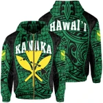 Alohawaii Clothing, Zip Hoodie Polynesian Kanaka Maoli Hawaii, Green, Gel Style | Alohawaii.co