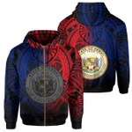 Alohawaii Clothing, Zip Hoodie Hawaii Maka Polynesian Coat Of Arms, Heaven Style , Red Blue | Alohawaii.co