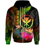 Alohawaii Clothing, Zip Hoodie Polynesian Hawaii Kanaka Maoli Polynesian, Hibiscus and Banana Leaves | Alohawaii.co