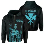 Alohawaii Clothing, Zip Hoodie Polynesian Rise Of The King Kamehameha Kanaka Hawaii, Scratch Style Blue | Alohawaii.co