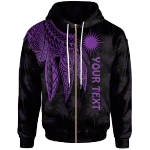 Alohawaii Clothing, Zip Hoodie Marshall Islands Personalised, Polynesian Wings (Purple) | Alohawaii.co