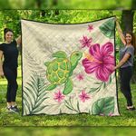 homeseta7 Alohawaii Home Set - Cute Turtle Hibiscus Premium Quilt J0