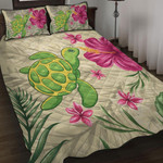 Alohawaii Home Set - Cute Turtle Hibiscus Quilt Bed Set J0