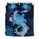 Alohawaii Bedding Set - Cover and Pillow Cases Guam Blue Turtle Hibiscus | Alohawaii.co