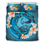 Alohawaii Bedding Set - Cover and Pillow Cases Tonga - Blue Plumeria Animal Tattoo | Alohawaii.co