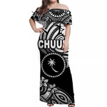 Alohawaii Dress - FSM Chuuk Off Shoulder Long Dress Unique Vibes - Black