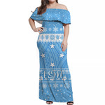 Alohawaii Dress - FSM Federated States of Micronesia Christmas Off Shoulder Long Dress Flag Style