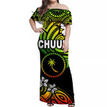 Alohawaii Dress - FSM Chuuk Off Shoulder Long Dress Unique Vibes - Reggae