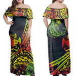 Alohawaii Dress - Sila Tonga Polynesian Pattern Reggae Off Shoulder Long Dress