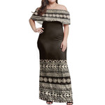 Alohawaii Dress - Tonga Tapa Polynesian Off Shoulder Long Dress