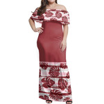 Alohawaii Dress - Pink Monstera Off Shoulder Long Dress