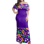 Alohawaii Dress - Purple Plumeria Off Shoulder Long Dress