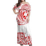 Alohawaii Dress - Tonga Polynesian White Off Shoulder Long Dress