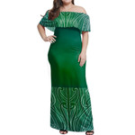Alohawaii Dress - Green Tamoko Off Shoulder Long Dress