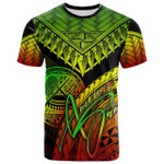 American Samoa T-Shirt Reggae - Polynesian Necklace and Lauhala