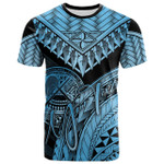 American Samoa Custom Personalised T-Shirt Blue - Polynesian Necklace and Lauhala