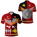 (Custom Personalised) Papua New Guinea And Tonga Polo Shirt Polynesian Together - Red